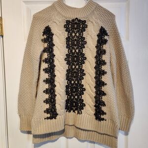 Elegant Beige and Black Women's Sweater